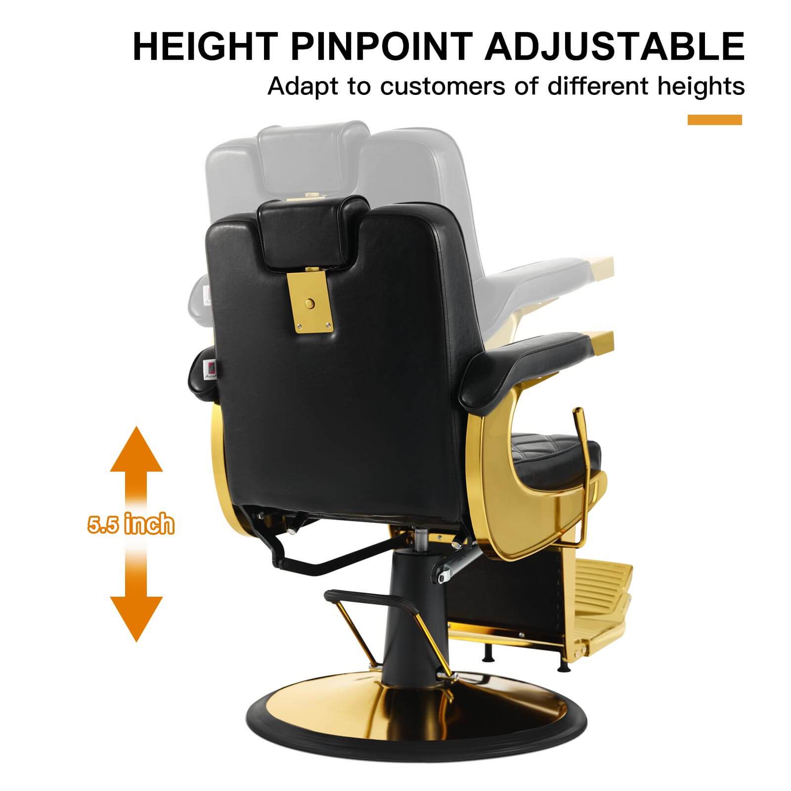 #5636 Prestige Wide Backrest Barber Chair（Gold/Black）