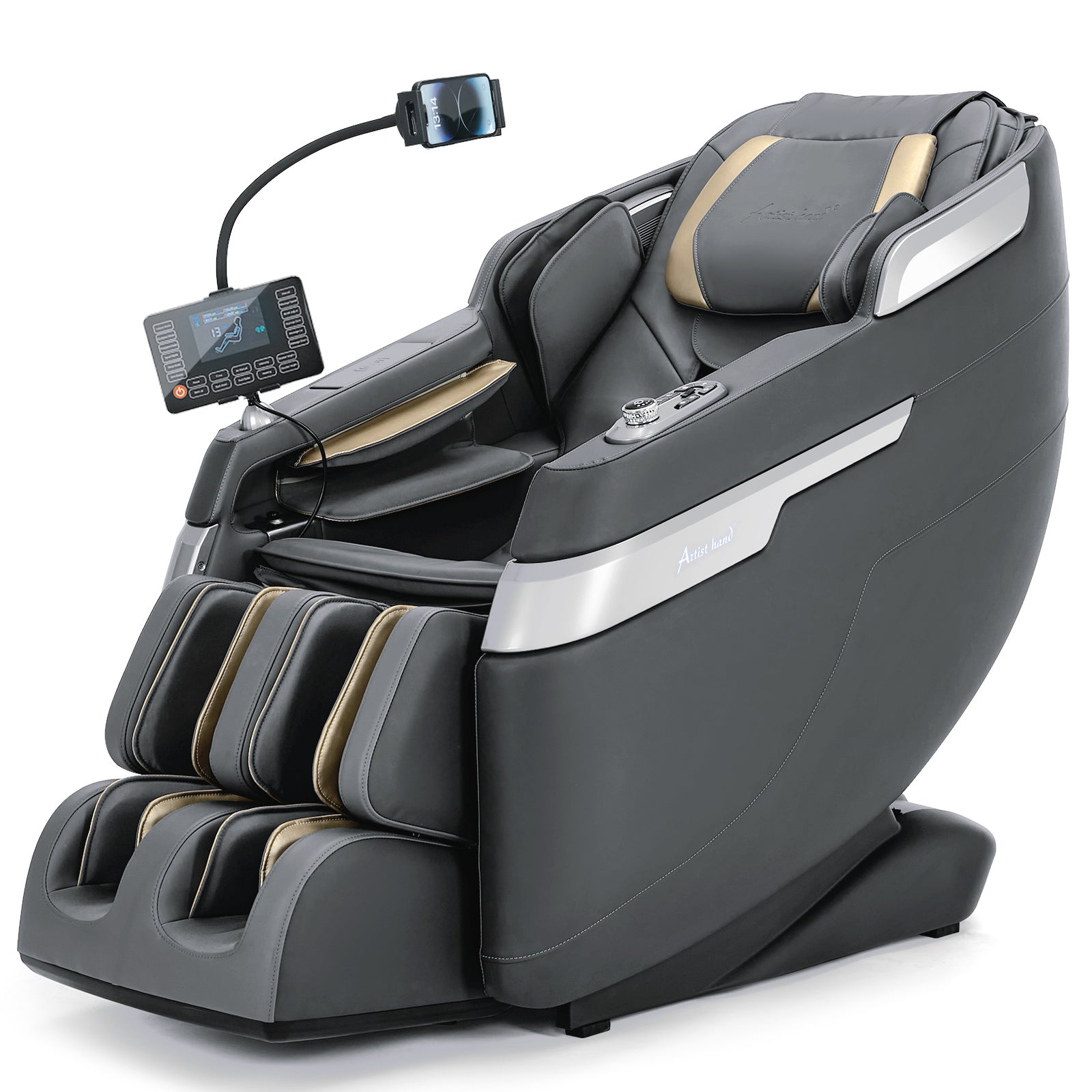 #2021 Full Body Massage Chair with Patented Phone Controller, Zero Gravity Shiatsu Recliner with AI Voice Control, Back and Calf Heating, Bluetooth Speakers, and Foot Massager