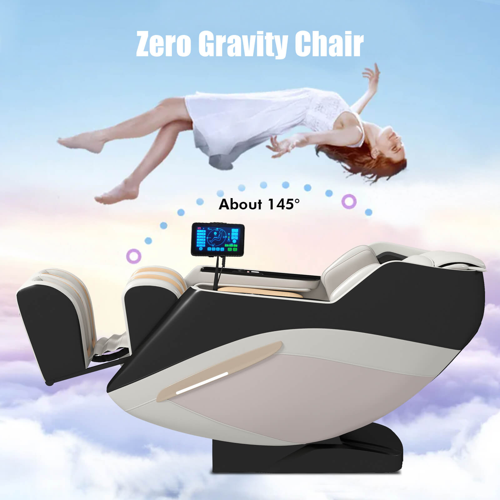 #2031 3D Full Body Massage Chair, Zero Gravity Recliner Chair with AI Voice Control, Back and Calf Heating, Bluetooth Speakers, and Foot Massager, Full Body Airbags Compression Massage