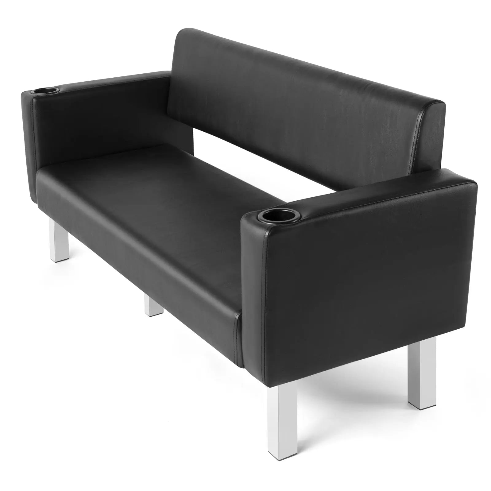 1003 Office Reception Chairs Waiting Room Bench Guest Chairs Draped in PVC Leather Leather Bench 60.6 Conference Room Chairs with 2 Cup Holder