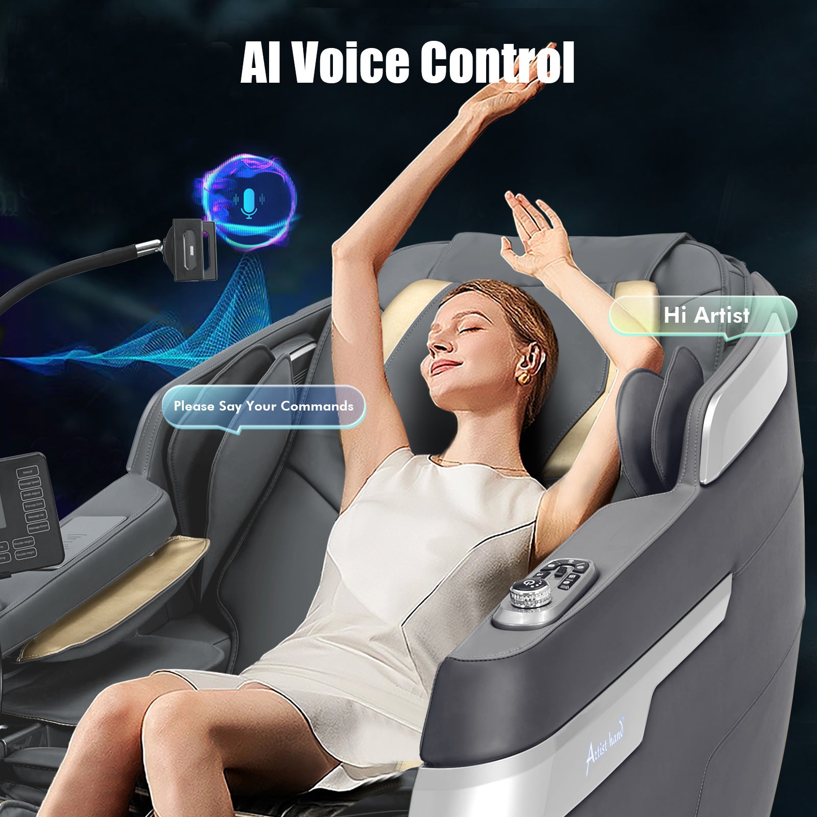 #2021 Full Body Massage Chair with Patented Phone Controller, Zero Gravity Shiatsu Recliner with AI Voice Control, Back and Calf Heating, Bluetooth Speakers, and Foot Massager