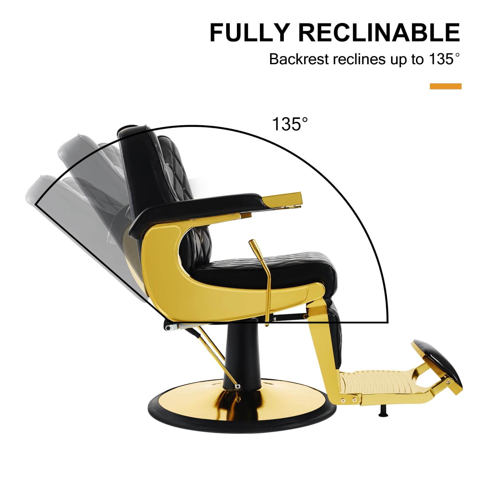 #5636 Prestige Wide Backrest Barber Chair（Gold/Black）