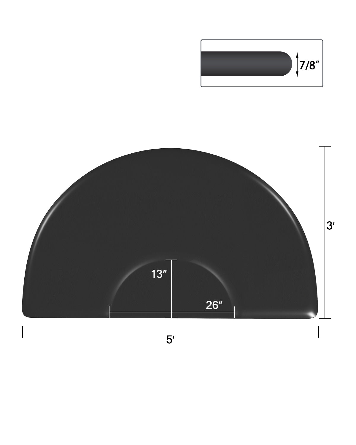 #10049  3 ft. x 5 ft. Barber Chair Mat Anti-Fatigue Mats,Semi Circle - 7/8 in. Thick