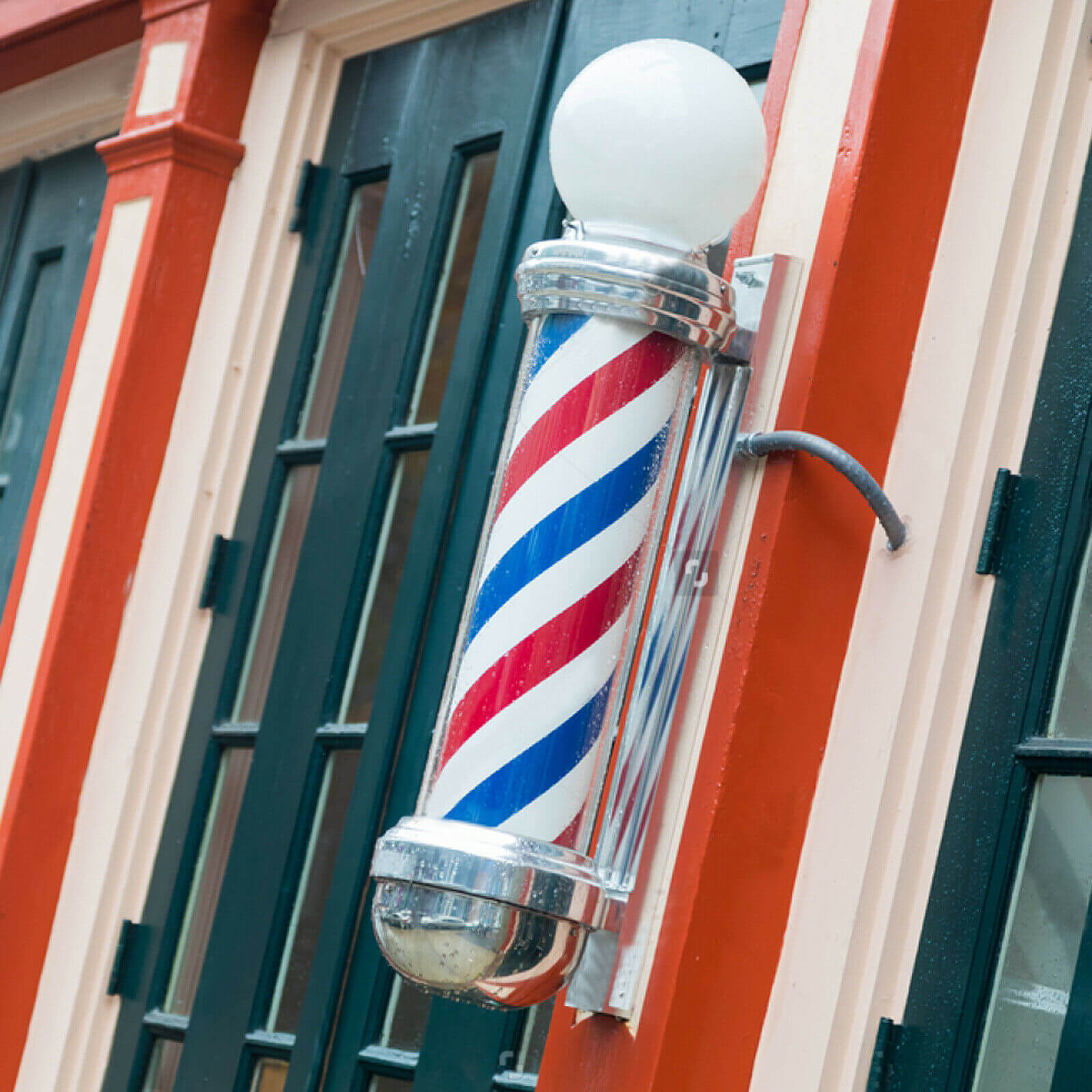 Barbershop Wall Mounted LED Rod Lamp 32 Red White and Blue Barber Pole Stripes Rotating Hair Salon Standard 110V